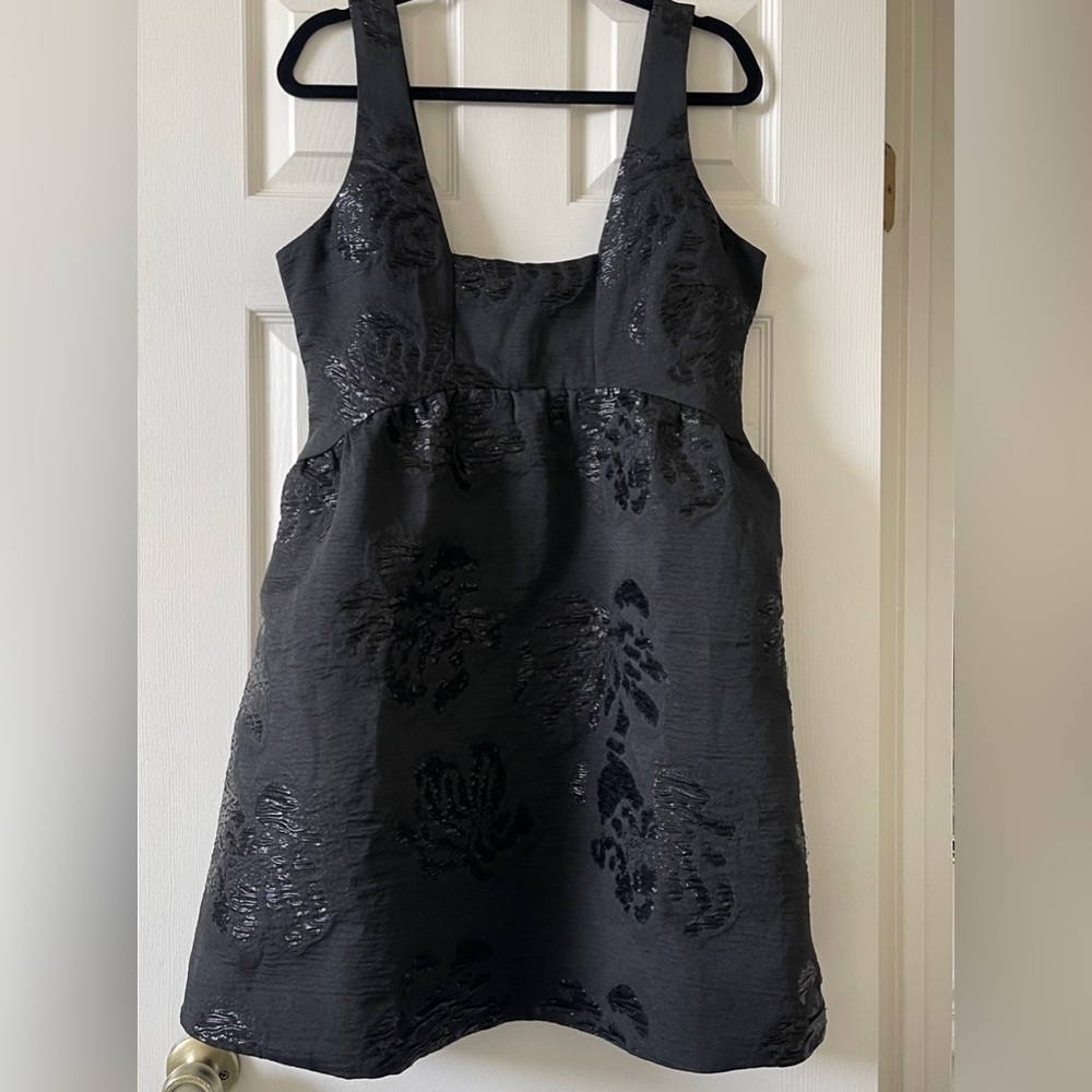 Anthropologie Black Sequin Floral Mini Dress